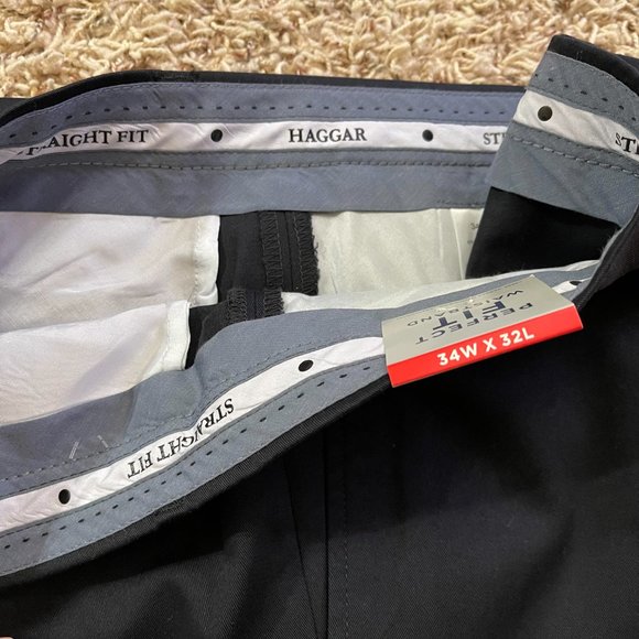 NEW Haggar Men’s Premium Fabric Straight Fit Non-Iron Pants Black, Size 34x32 - Picture 5 of 8